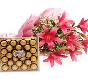 Lilies With Chocolates Bouquets