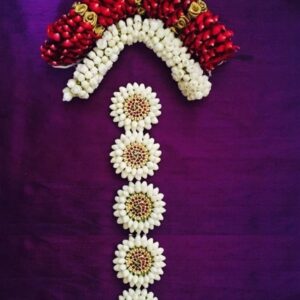 Wedding Garlands - Bridal Hair Set – Red Rose Petals & White Nandavanam