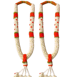 Wedding Garland - Jasmine with Red Tissue Dot & Border