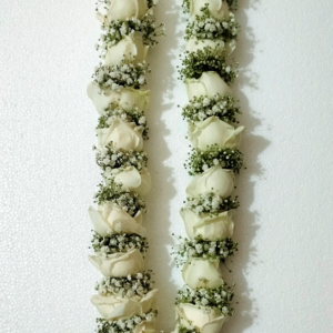 White Rose Bud With Gypsy Garland - GetFlowersDaily