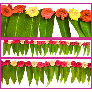 Mango Leaves with Red Rose & Yellow Rose String - 3ft