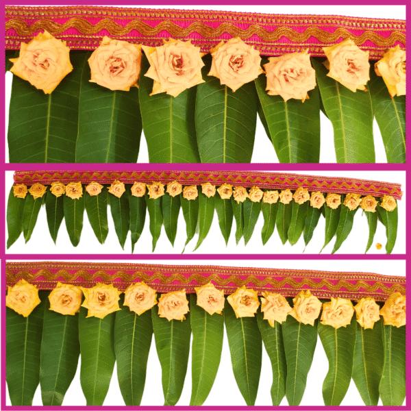 Mango Leaves with Yellow Rose Pink Border String - 3ft