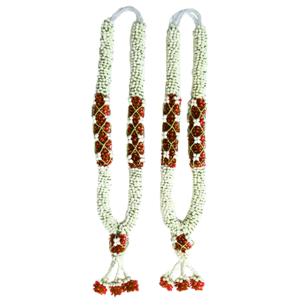 Wedding Garland - Nandavanam with Netted Red Rose Petals Garland - 2.5ft