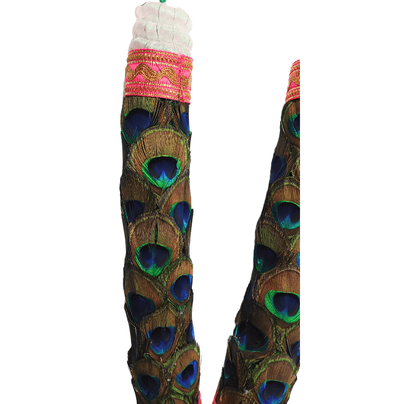 Peacock Feather with Pink & White Border Garland - 1.5ft Peacock Feather with Pink & White Border Garland - 1.5ft