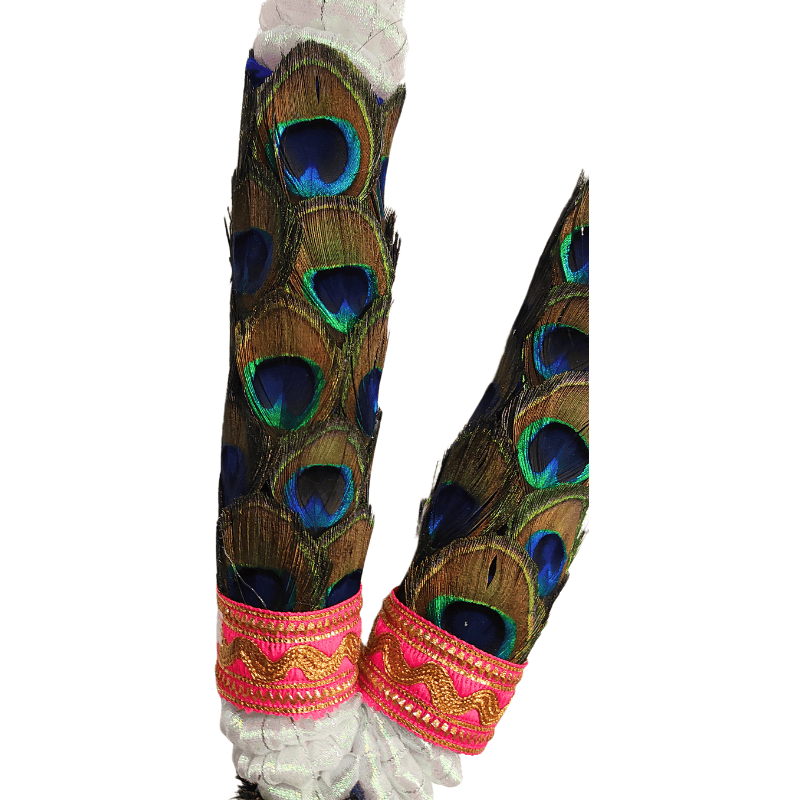 Peacock Feather with Pink & White Garland - 1ft Peacock Feather with Pink & White Garland - 1ft