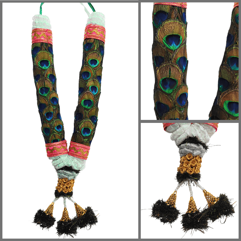 Peacock Feather with Pink & White Border Garland - 1.5ft