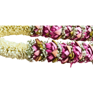 Wedding Garland - Tuberose with Pink Lotus & Gypsy Garland - 2.5ft
