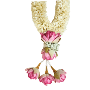 Wedding Garland - Tuberose with Pink Lotus & Gypsy Garland - 2.5ft