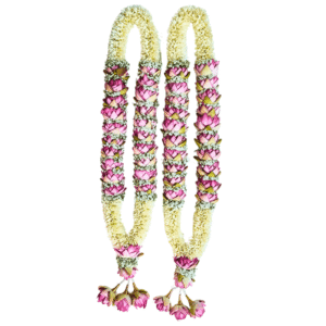 Wedding Garland - Tuberose with Pink Lotus & Gypsy Garland - 2.5ft