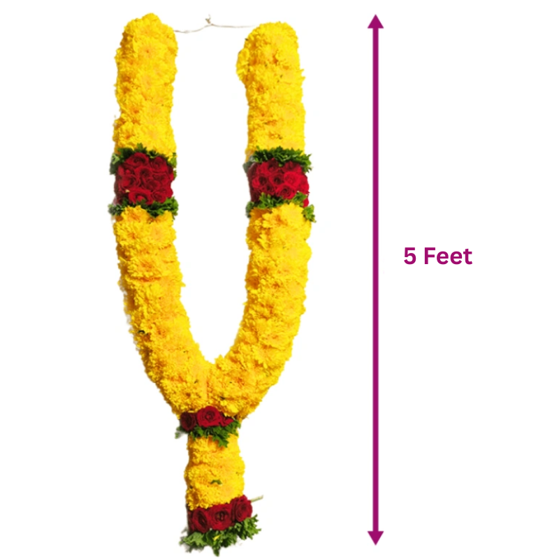 Chrysanthemum Temple Garland – 5ft - GetFlowerDaily