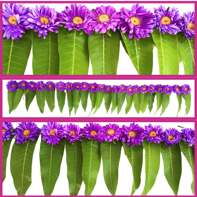 Mango Leaves With Aster Lavender String - 6ft