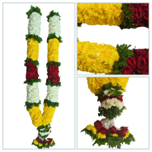 Classic Red & White Chrysanthemum Garland – 4 Feet - GetFlowersdaily