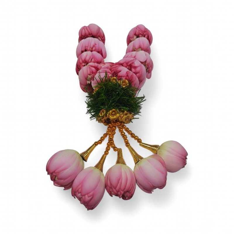 Lotus Garland with Green and Gold Border (2.5ft) - Lotus Garland with Green and Gold Border (2.5ft) -