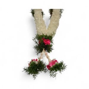 White Chrysanthemum Needle Garland with Pink Olean