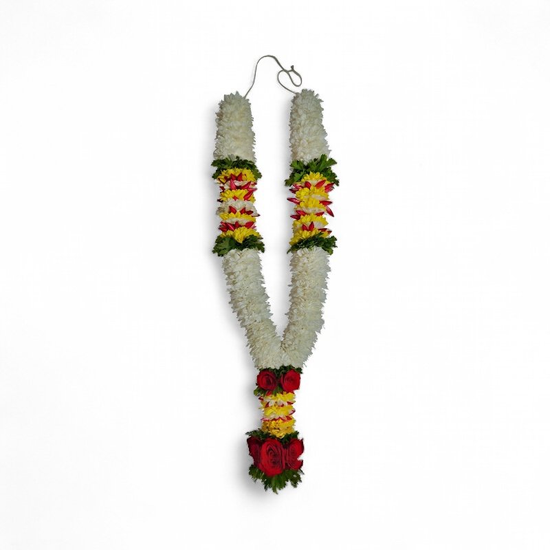 White Chrysanthemum With Oleander & Yellow Chrysan