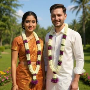 Jasmine with Purple Diasy Border - 1 Pair