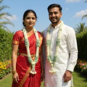 Nandhavanam Jasmine with Baby's Breath - 1 Pair