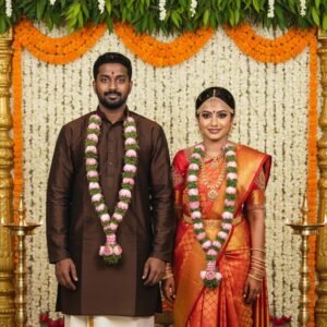 Lotus and Panner Leaves Garland - 1 Pair