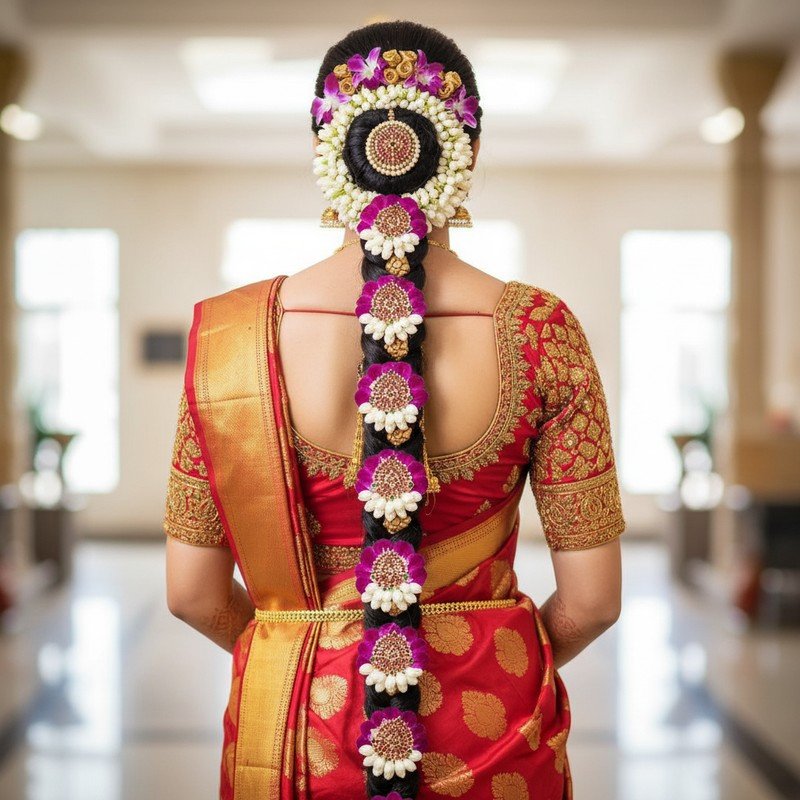 Purple Orchid With Nandavanam Bridal Hair Set