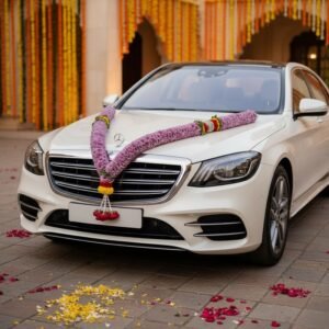 Purple Chrysanthemum Ball Garland for car decoration, ideal for weddings and special occasions, 5ft long
