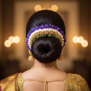 Purple Orchid Nandhavanam Gold Border Veni - 25cm Length