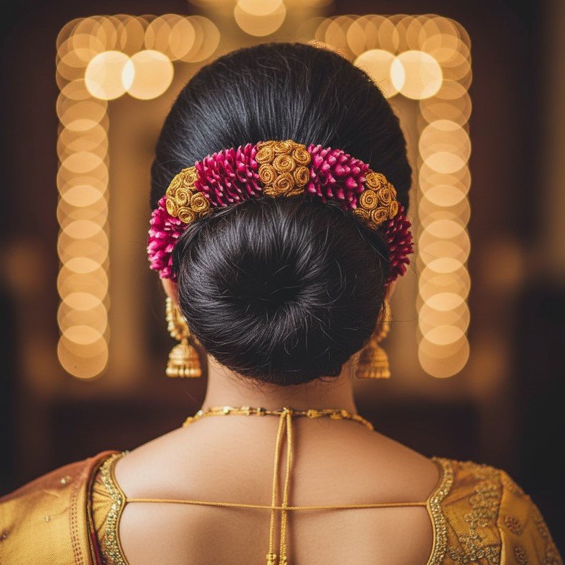 Red Rose Petal Dindu with Gold Border – 25cm Length