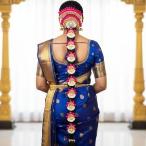 Red Rose Petals Bridal Set with Gold Jasmine Dindu