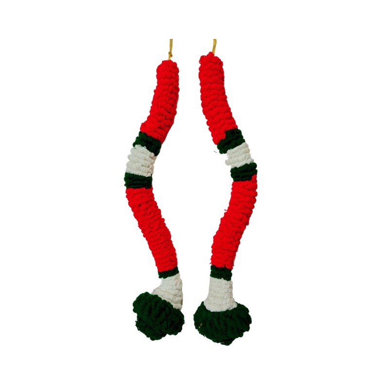 Red Woolen with Green & White Open Garland - 2ft