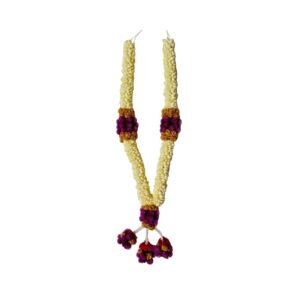 Jasmine With Rudraksha Flower Border Garland - 2ft