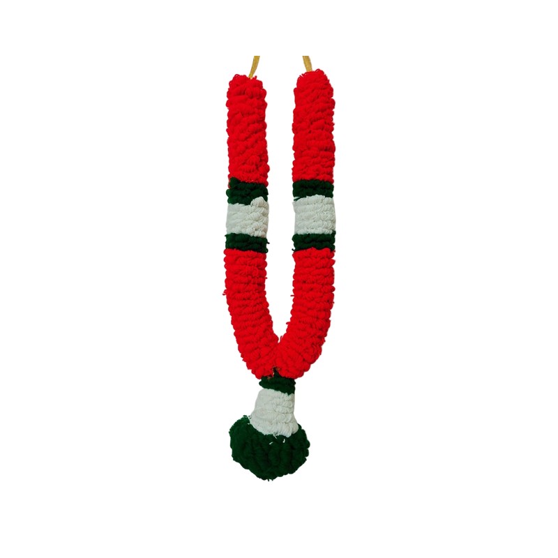 Red Woolen with Green & White Garland - 2ft