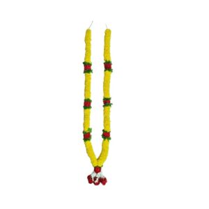 Yellow Chrysanthemum Needle Garland with Red & Green Border - 4ft