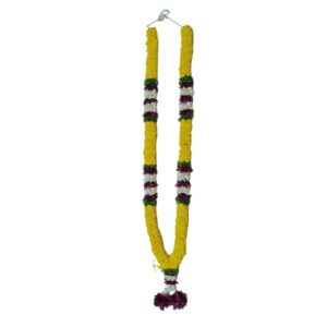 Yellow Chrysanthemum Needle Garland with Purple, Green & White Border - 4ft