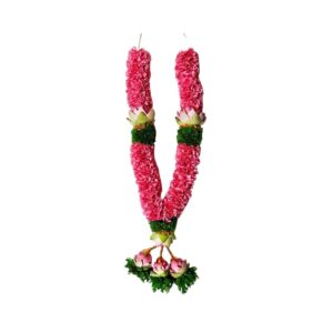 Pink Oleander With Lotus Border Garland - 2ft