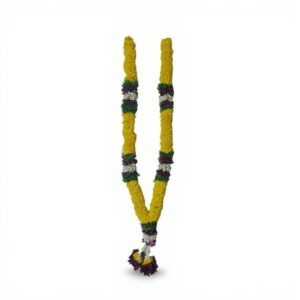 Yellow Chrysanthemum Needle Garland with Purple, Green & White Border - 3ft