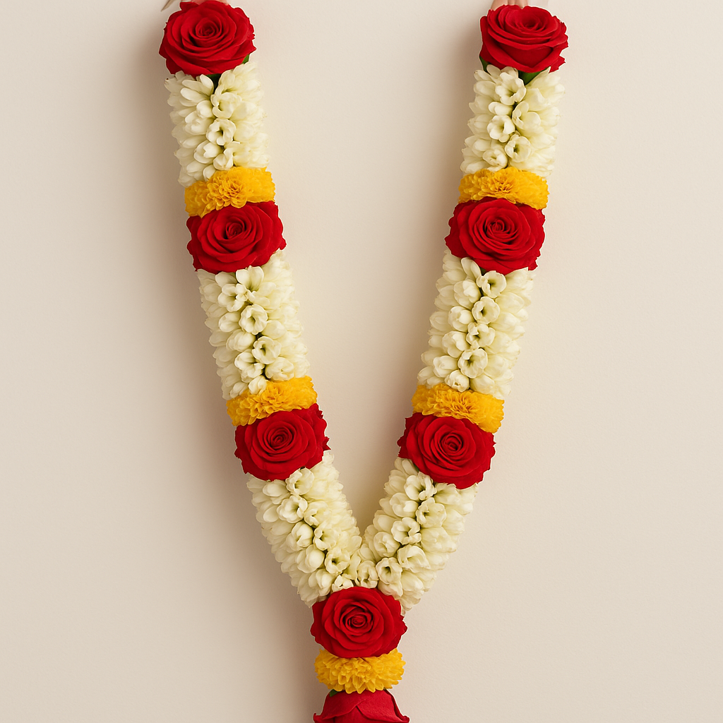 Custom Simple Needle Garland — Assorted flowers (90cm, Open, V shape)